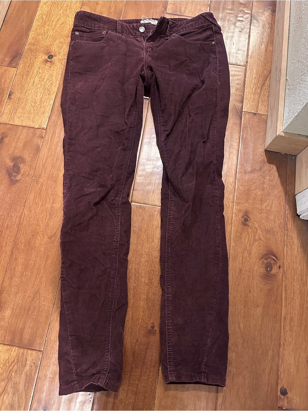 Free People Skinny Corduroy Jeans - Burgundy